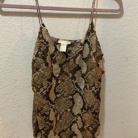 H&M V-neck Camisole Top - beige/snakeskin patterned - Picture 4 of 7